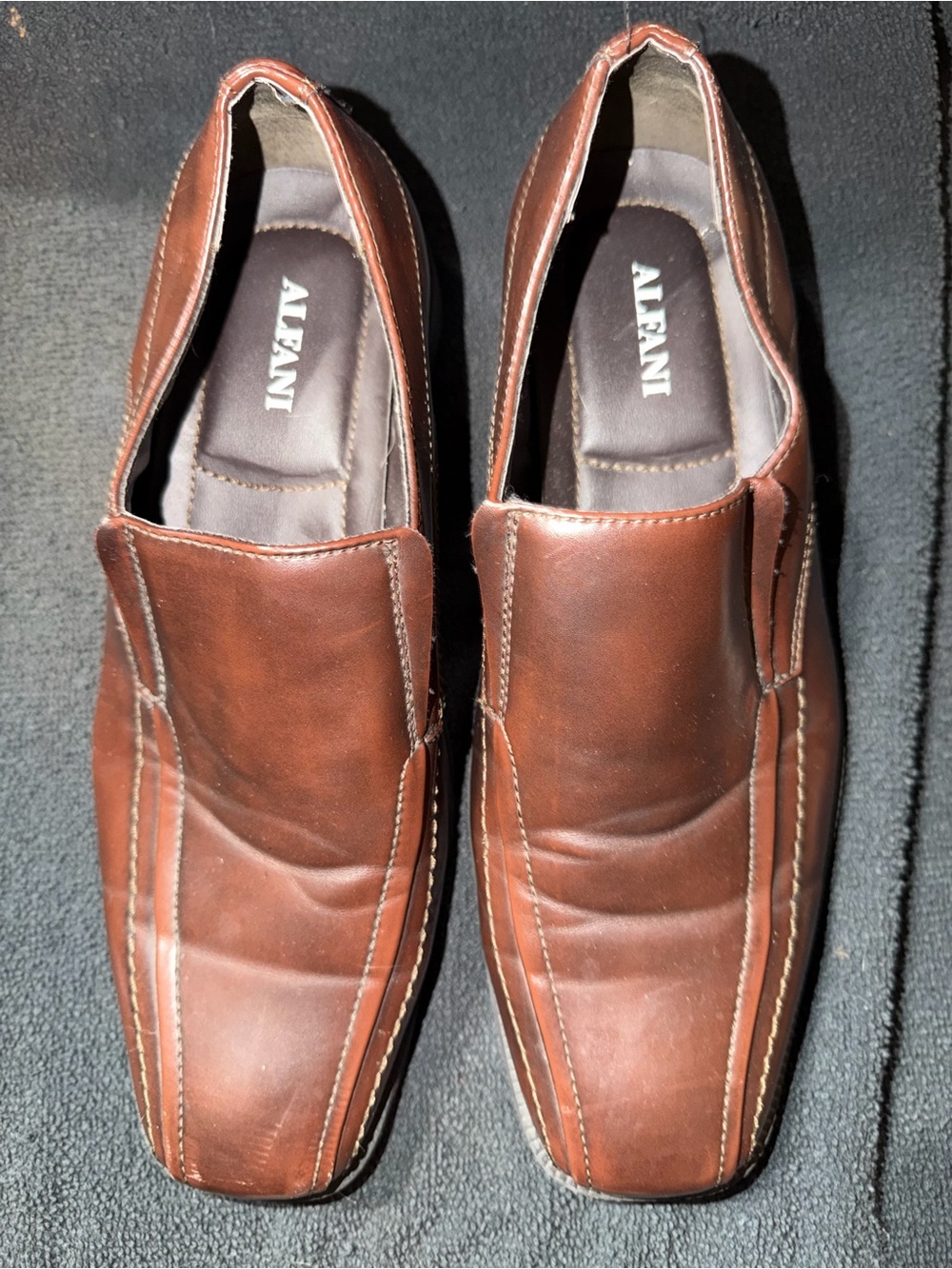 Alfani Brown Leather Slip-On Loafers